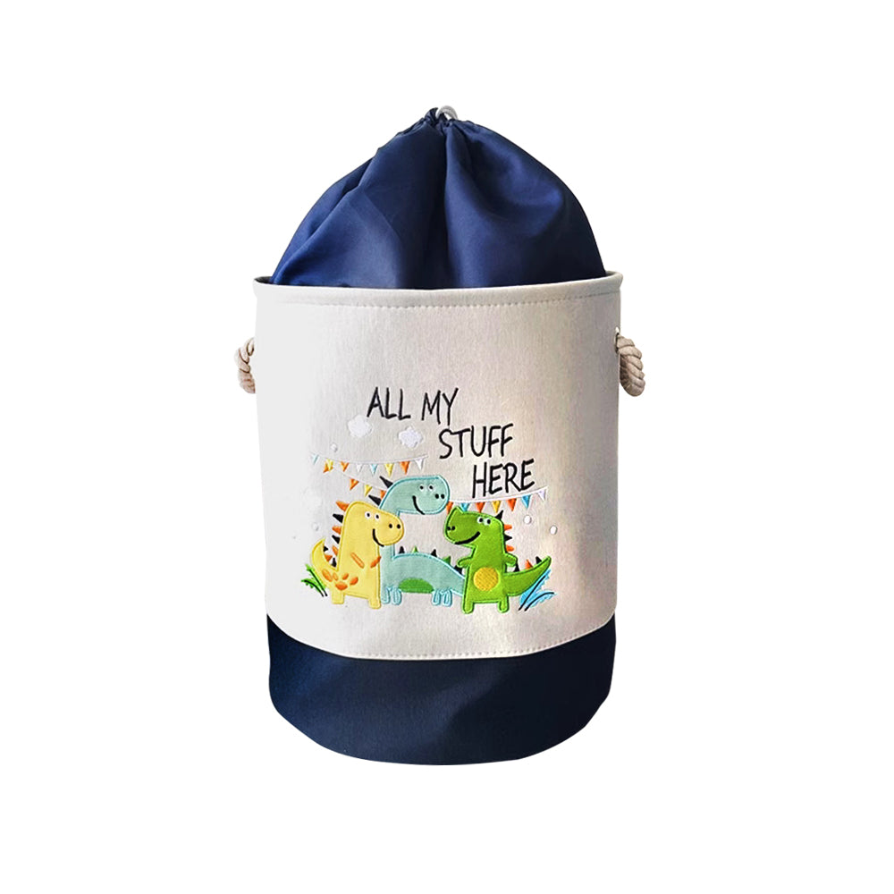 Cartoon & Cute Children's Fabric Organization Storage Bag - Dino (Round)