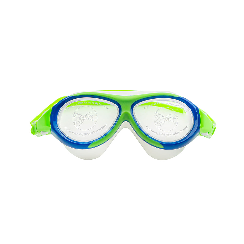 Silicone Wide View Swimming Goggles - Green Blue