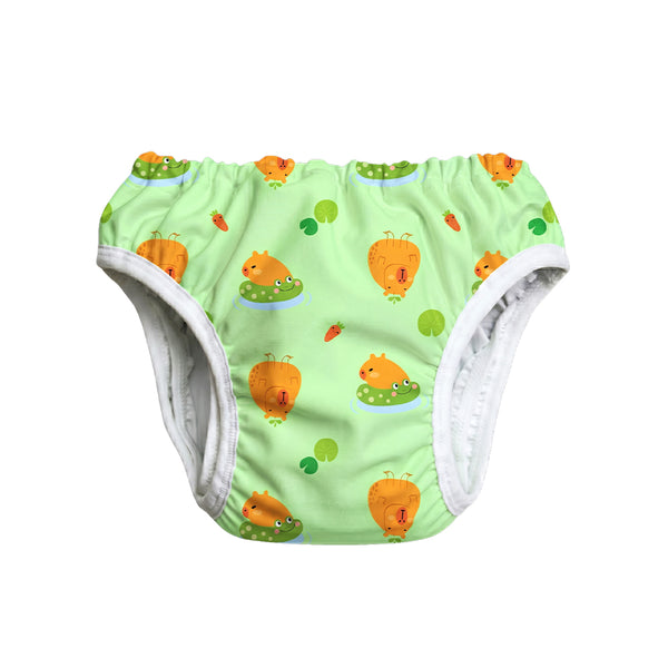 [PREORDER] Baby Reusable Waterproof Swim Diapers -  Green / Capybara ( 6 Months Above)
