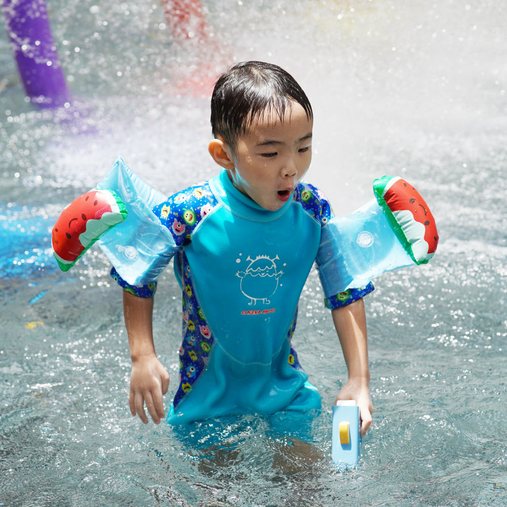 Kiddies Toddler Thermal Swimsuit UPF50+ Blue Monster