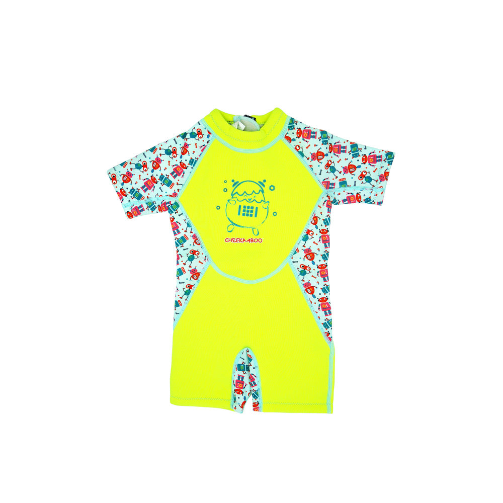Kiddies Toddler Thermal Swimsuit UPF50+ Green Robot