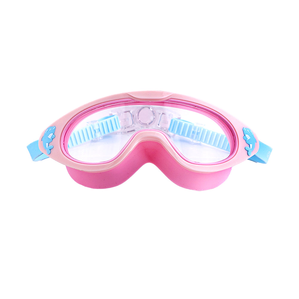 Wide Frame Swimming Goggles With Buckle - Pink Dolphin