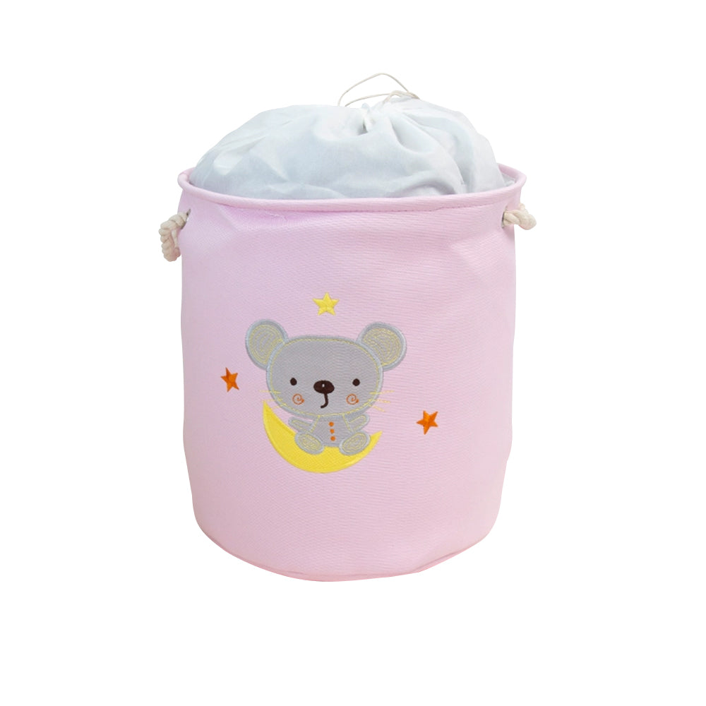 Fabric Organization Storage Bag - Pink Koala Bear (Round)