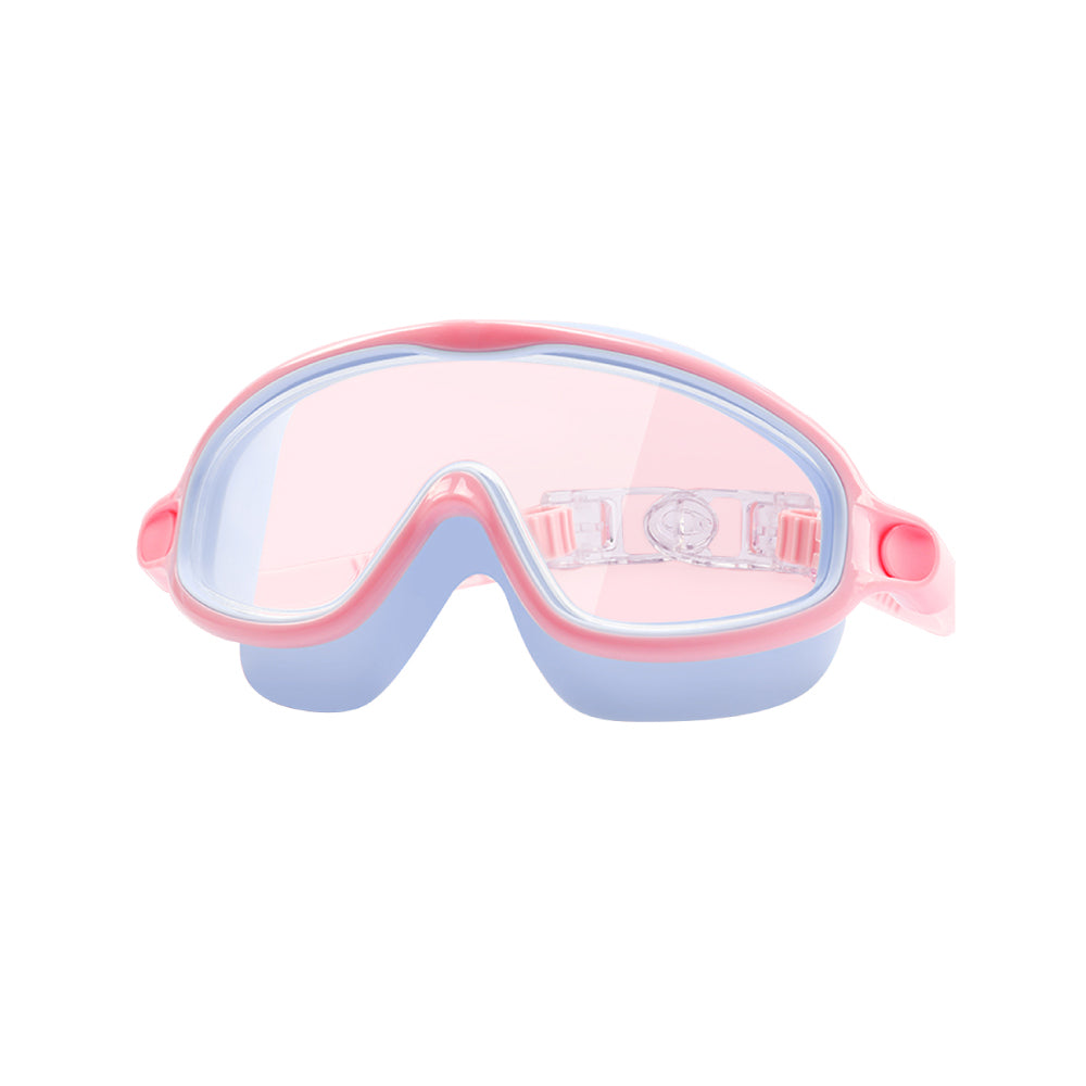 Kids Wide Frame Swimming Goggles With Buckle - Purple Pink