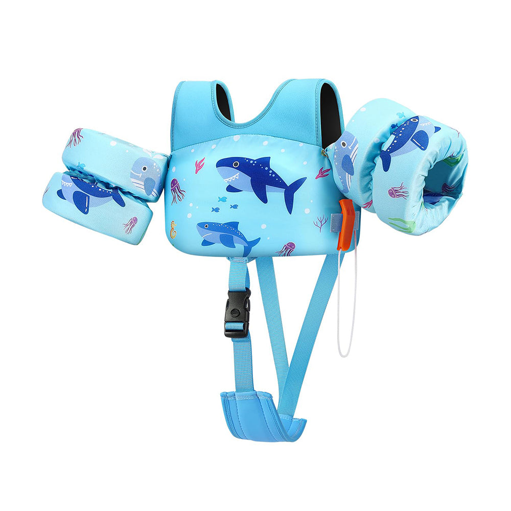 Kids Adjustable Swim Vest with Buckles - Blue Shark