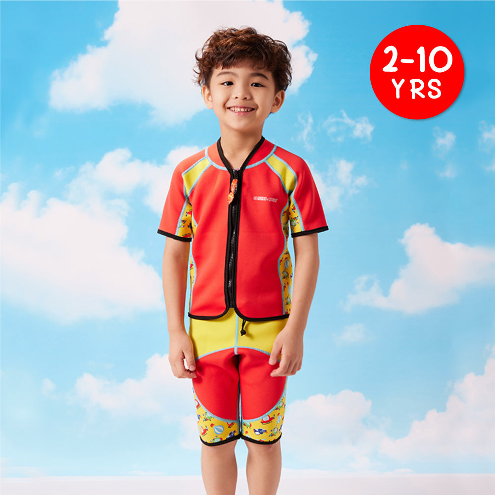 Twinwets Toddler Thermal Swimsuit UPF50+ Red Sky Transportation