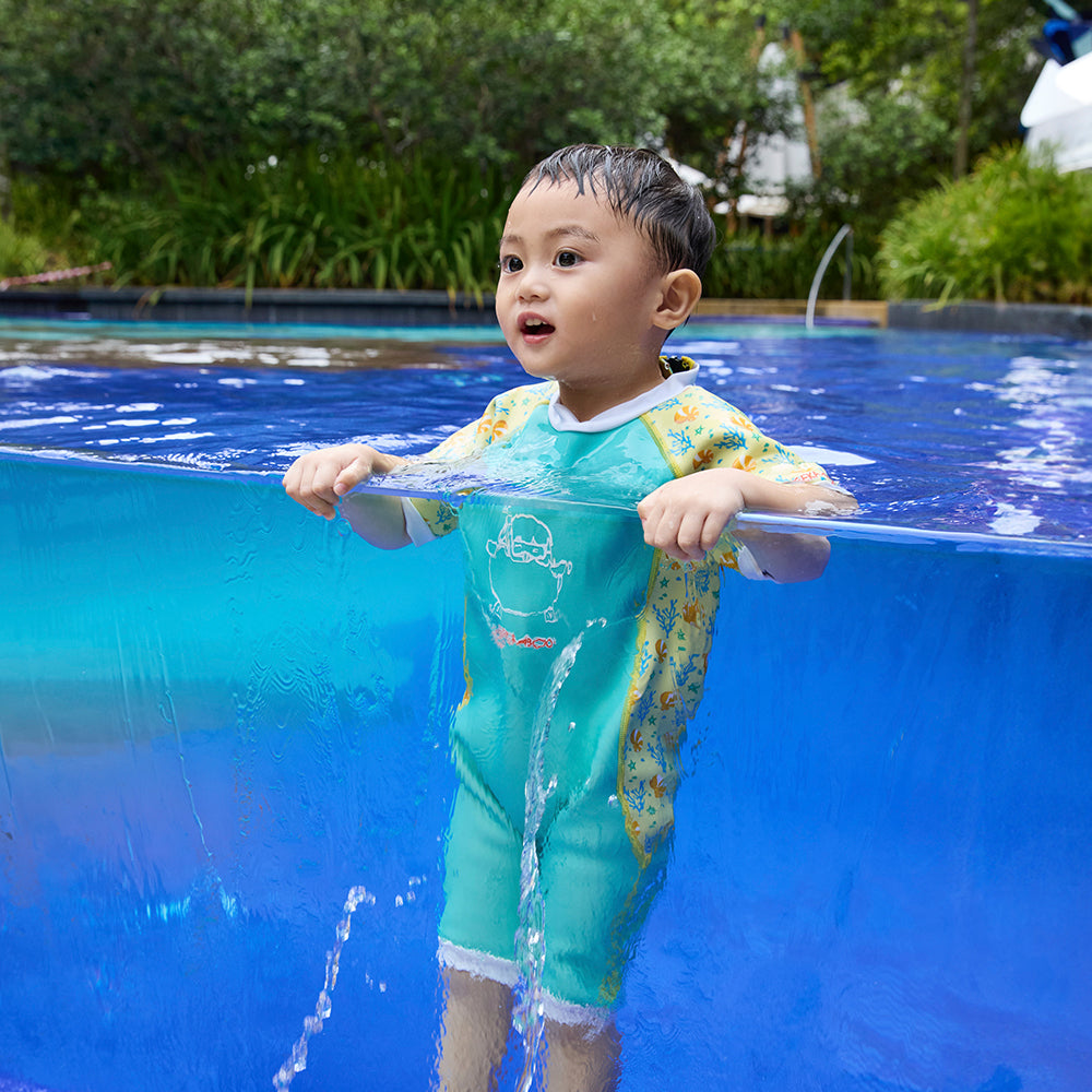 Warmiebabes Baby & Toddler Thermal Swimsuit UPF50+ Green Coral