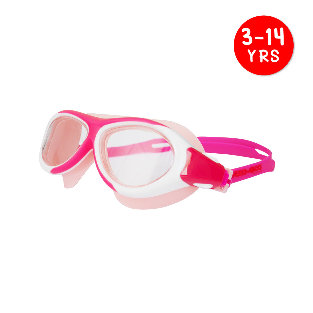 Kids Silicone Wide Frame Swimming Goggles - Pink White